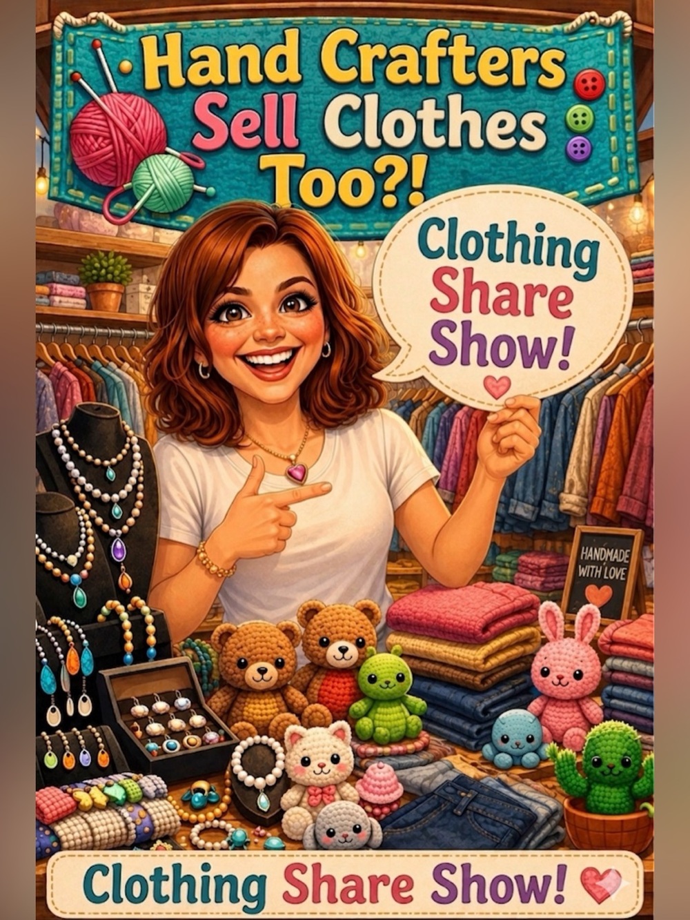 Hand Crafters Sell Clothes Share Show! Weds 6:30 pm PST